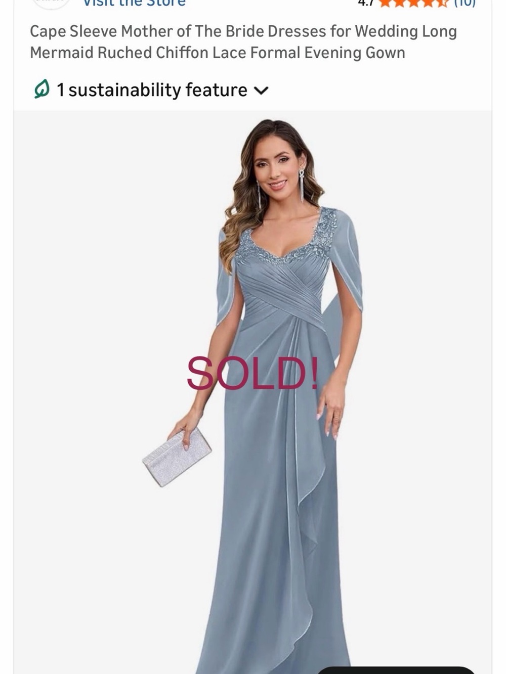 SOLD!!!
Sophisticated Dusty Blue Cape Sleeve Dress